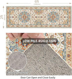 Enkor Runner Rugs for Hallway, 2x6 Washable Soft Non Slip Floor Rugs for Kitchen, Modern Mat for Living Room Bedroom Entryway Orange & Beige