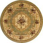 Rugs.com Chateau Collection Rug – 6 Ft Round Green Medium Rug Perfect for Kitchens, Dining Rooms