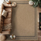 Easy Jute Rugs 5x7 Frame Natural Color Living Room Indoor Outdoor Area Rug for Patio and Kitchen Rug High Traffic Washable Easy to Clean Solid Boho Woven Design Carpet (5 x 7)