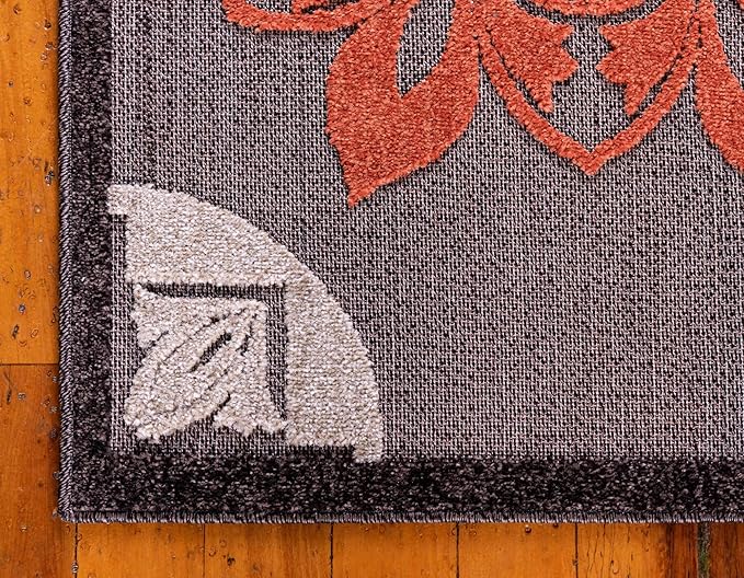 Unique Loom Outdoor Modern Collection Area Rug - Chicago (9' x 12' 2" Rectangle, Brown/ Orange)
