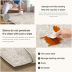 HUGEAR 8x10 Machine Washable Area Rugs Vintage Grey - Neutral Living Room Bedroom Rug Non Slip Stain Resistant Low Pile Aesthetic Throw Carpet Kids & Pet Friendly