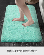 Bathroom Runner Rug 24x70 Spa Blue Non Slip Fluffy Long Bath Mat for Bathroom Floor Washable Plush Luxury Large Bath Rug for Tub Absorbent Runner Rug for Bedside