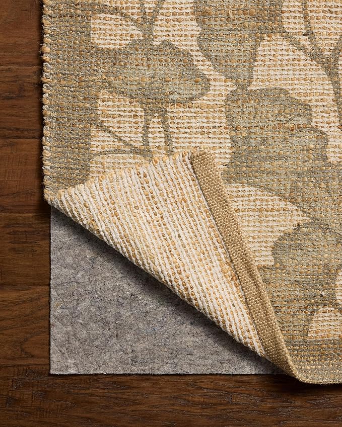 Loloi Chris Loves Julia Rue Collection RUE-02 Olive/Sage 2'-3" x 3'-9" Accent Rug Jute Neutral Floral Living Room Bedroom Rug