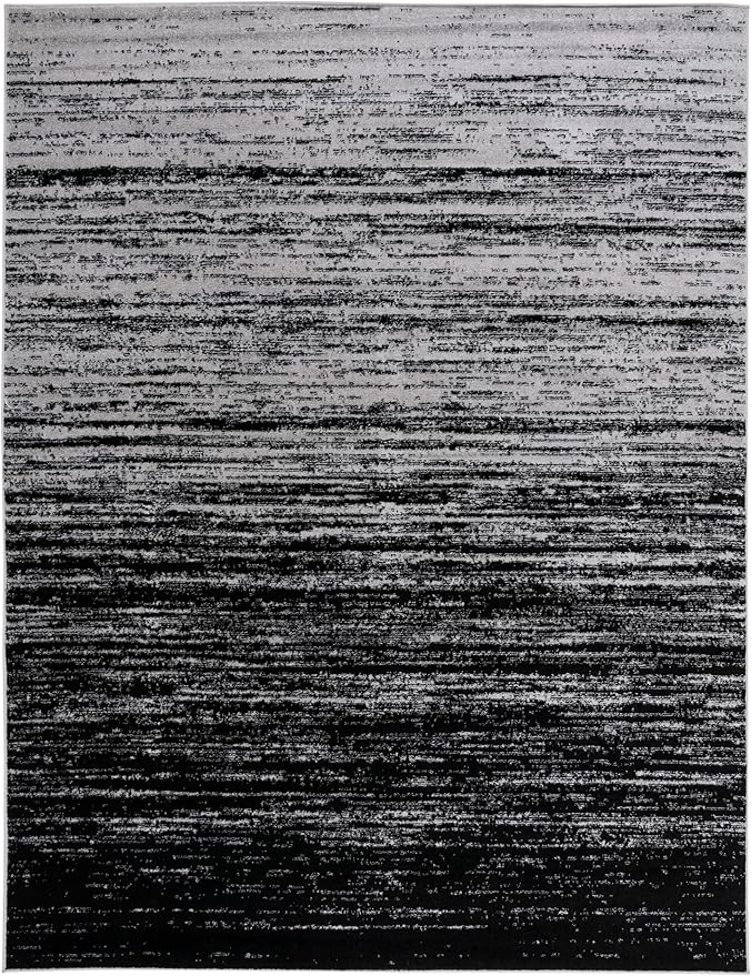 SAFAVIEH Area Rug 12x18 - Adirondack Collection - Large - Silver & Black, Modern Ombre Design, Non Shedding & Easy to Clean, Ideal for Living Room, Bedroom, Office, Dining Space (ADR113A)