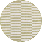 Unique Loom Outdoor Striped Collection Area Rug - Striped (5' 1" Round Green/Ivory)