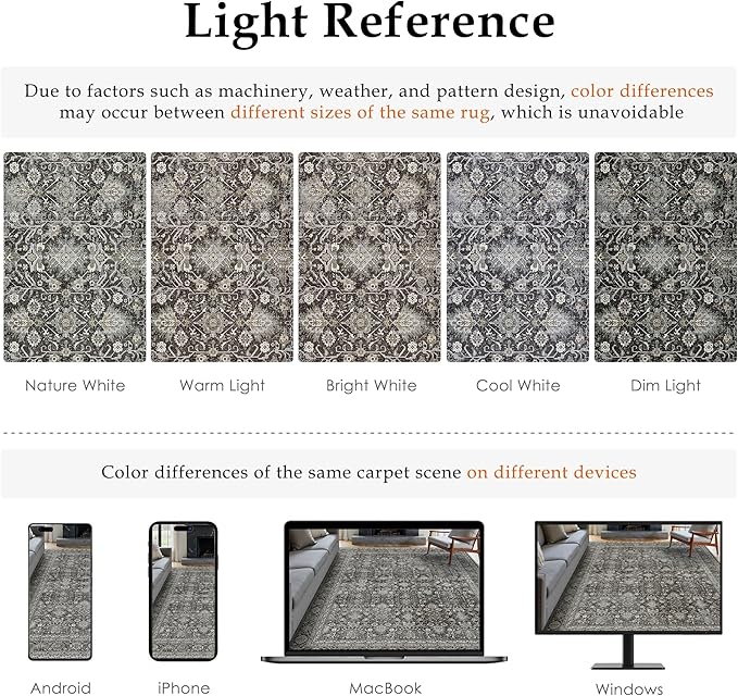 Black Runner Rug 2'6"x14' Vintage Area Carpet Hallway Long Indoor Kitchen Washable Living Room Low Pile Traditional Distressed Retro Accent Rug Non Slip Laundry Bathroom Office Dining Room