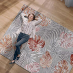 CAMILSON Indoor Outdoor Rug, Multi Color 6’x9’ Leaf Tropical Botanical Area Rugs for Indoor and Outdoor patios, Easy-Cleaning Non-Shedding Living Room, Garden and Kitchen Washable Outside Carpet (6x9)