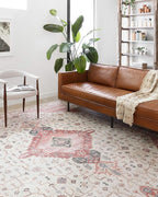 Loloi Skye Collection SKY-02 Ivory/Berry 6'-0" x 6'-0" Round Area Rug