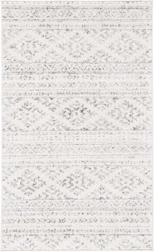 SAFAVIEH Tulum Collection Accent Rug - 2' x 5', Ivory & Grey, Moroccan Boho Tribal Design, Non-Shedding & Easy to Clean, Ideal for Front Door, Kitchen, Entryway, Foyer (TUL272A)
