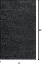 Eyely UES100I-3 Supersoft Haze Solid Low-Pile Indoor Area Rug Casual;Contemporary;Solid;Traditional, Bedroom, Kitchen, Living Room, Easy-Cleaning, Non-Shedding, 3 X 5, Black