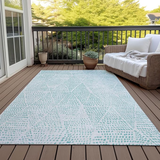 Addison Rugs Chantille ACN591 Aqua 8' x 10' Indoor Outdoor Area Rug, Easy Clean, Machine Washable, Non Shedding, Bedroom, Living Room, Dining Room, Kitchen, Patio Rug