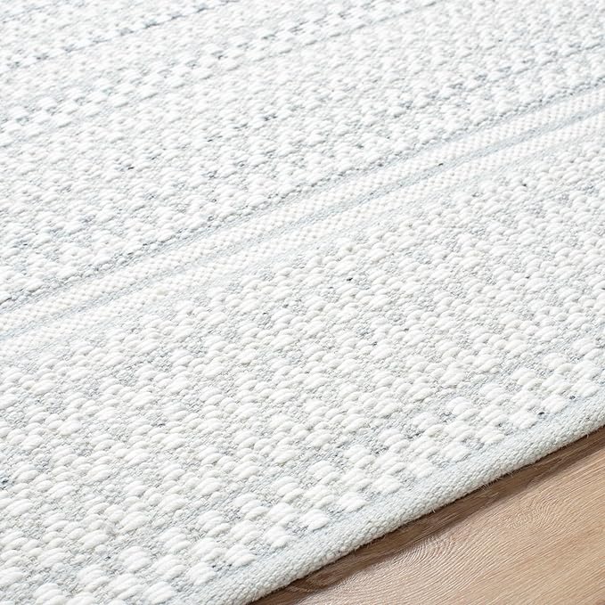 Mark&Day Wool Rugs, 2x3 Precious Solid and Border Cream/Charcoal Area Rug, Cream Grey Carpet for Living Room, Bedroom or Kitchen (2' x 3')