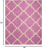 SAFAVIEH Area Rug 8x10 - Dallas Shag Collection - Large - Pink & Ivory, Trellis Pattern, Non-Shedding & Easy Cleaning, Plush Thick Pile, Ideal for Living Room, Bedroom, Dining Space (SGD257I)