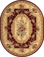 Unique Loom Versailles Collection Traditional Classic Floral Motif Area Rug (7' 11 x 10' 0 Oval, Burgundy/Ivory)