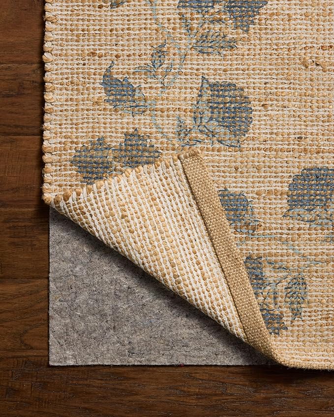 Loloi Chris Loves Julia Rue Collection RUE-05 Natural/Denim 9'-3" x 13' Area Rug Jute Neutral Floral Living Room Bedroom Rug