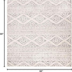 SAFAVIEH Tulum Collection Area Rug - 8' Square, Ivory & Grey, Moroccan Boho Tribal Design, Non-Shedding & Easy to Clean, Ideal for Living Room, Bedroom, Dining Space (TUL272A)