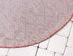 Unique Loom Outdoor Trellis Collection Area Rug - Tribal Trellis (3' 3" Round, Rust Red/ Ivory)
