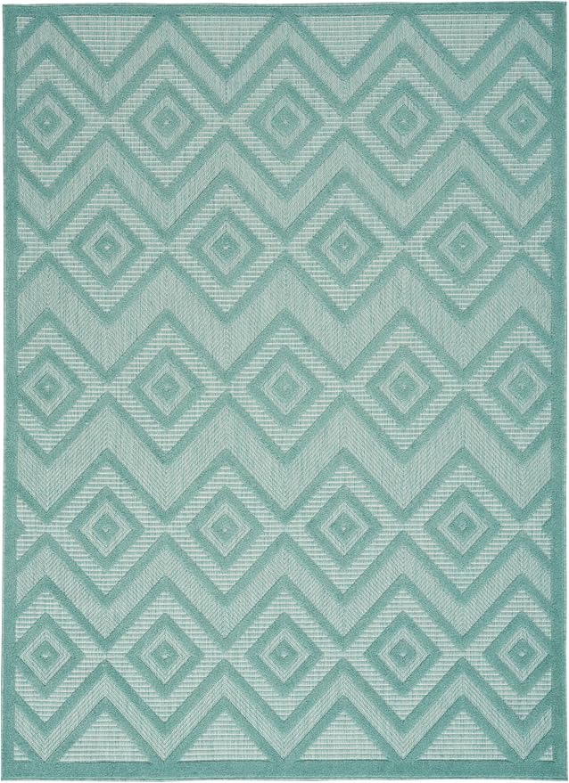 Nourison Home Versatile Aqua Teal 6' x 9' Area Rug - Easy Clean, Non Shedding, Bed Room, Living Room, Dining Room, Kitchen (6' x 9')