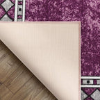 Antep Rugs Alfombras Modern Bordered 3x5 Non-Skid (Non-Slip) Low Profile Pile Rubber Backing Indoor Area Rugs (Purple, 3' x 5')