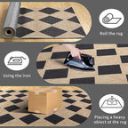 Checkered Easy Jute Rug 3x5 Outdoor Entryway Rug Washable Area Rugs for Living Room Bedroom Non Slip Neutral Farmhouse Indoor Outdoor Carpet for Backyard Patio Office