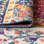 JONATHAN Y Boho Vintage Blue/Multi Indoor Area Rug, 4x6, Bohemian Flair Medallion, Floral Easy-Cleaning High Traffic for Living Room, Bedroom, Kitchen, Pet-Friendly, Non-Shedding (BMF106A-4)