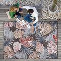CAMILSON Indoor Outdoor Rug, Brown 9’x12’ Leaf Tropical Botanical Area Rugs for Indoor and Outdoor patios, Easy-Cleaning Non-Shedding Living Room, Garden and Kitchen Washable Outside Carpet (9x12)
