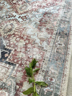 Fame Living Faded Oushak Rug, Turkish Vintage Floral Pastel Large Oversized Area Rugs for Living Room Dining Bedroom Kitchen Bathroom Nursery (848CrNv, 2' x 3')