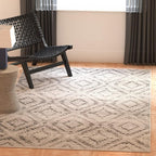 SAFAVIEH Adirondack Collection Area Rug - 5' Square, Light Grey & Grey, Modern Diamond Distressed Design, Non-Shedding & Easy Care, Ideal for High Traffic Areas in Living Room, Bedroom (ADR131C)