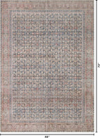 Kuden 4x6 Area Rug, Machine Washable Area Rug with Non-Slip Backing, Vintage Style, Soft, Easy Clean, Low Pile Rug for Living Room, Bedroom, Dining Room