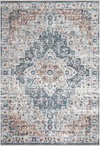 Bloom Rugs Caria Washable Non-Slip 6x9 Rug - Terracotta/Teal Traditional Area Rug for Living Room, Bedroom, Dining Room, and Kitchen - Exact Size: 6' x 9'