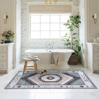 Fame Living Washable Area Rug. Modern Farmhouse. Vintage. Turkish. Bohemian. Distressed. Oriental. Traditional. Rugs for Living Room. Dining. Bedroom. Office. Entryway. Foyer. (856BlckGry, 9' x 12')