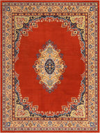 Unique Loom Reza Collection Traditional Persian Style Area Rug, 9 ft 10 in x 13 ft, Terracotta/Ivory