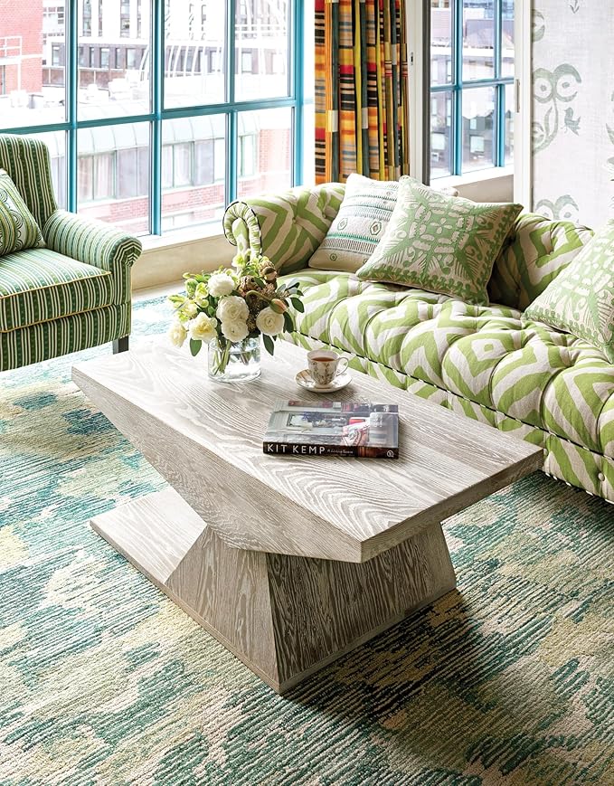 Dash & Albert Ladycross Green Hand Hooked Wool Rug, 7.5 X 9.5 Feet, Green Graphic Pattern