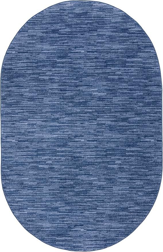 Nourison Home Nourison Essentials Navy Blue 6' x 9' Oval Area Rug - Easy Clean, Non Shedding, Bed Room, Living Room, Dining Room, Kitchen (6' x 9' Oval)