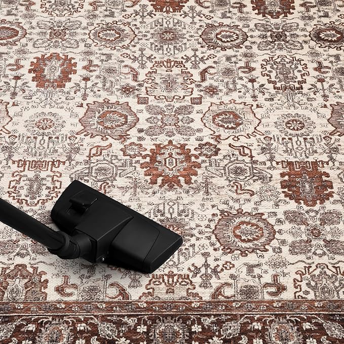 Keen Home Design 5x7 Rug - Machine Washable Area Rug with Non-Slip Backing, Ideal for Living Room, Dining Room, Bedroom - Vintage, Easy Clean, Durable, Low Pile - (5' x 7')