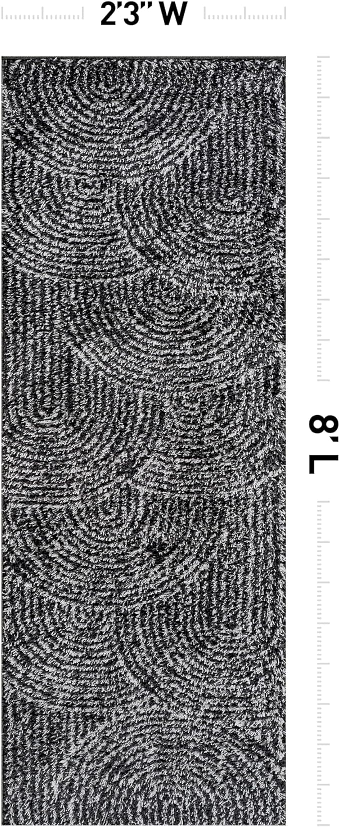 Rugshop Circles Arch Shag Runner Rug Anthracite Dark Gray 2' 3" x 8' Perfect for Hallways, Kitchens, or Behind The Sofa