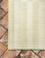 Unique Loom Outdoor Collection Classic Stripes, Transitional Indoor & Outdoor Area Rug, 8' 0 x 11' 0, Green/ Ivory