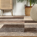 SUPERIOR Indoor Area Rug, Jute Backed, Modern Geometric Patchwork Floor Decor for Bedroom, Office, Living Room, Entryway, Hardwood Floors, Rockwood Collection, 8' x 8' Square, Slate