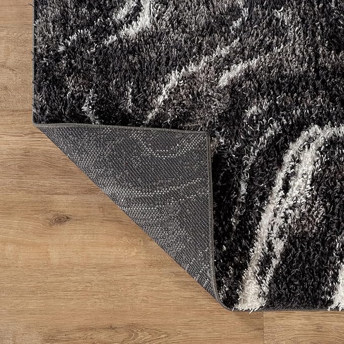 Rugshop Abstract Marble Shag Area Rug Anthracite Dark Gray 5' x 7' Great for Bedrooms, Living Rooms, or Under Coffee Tables