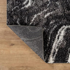 Rugshop Abstract Marble Shag Runner Rug Anthracite Dark Gray 2' 3" x 8' Perfect for Hallways, Kitchens, or Behind The Sofa