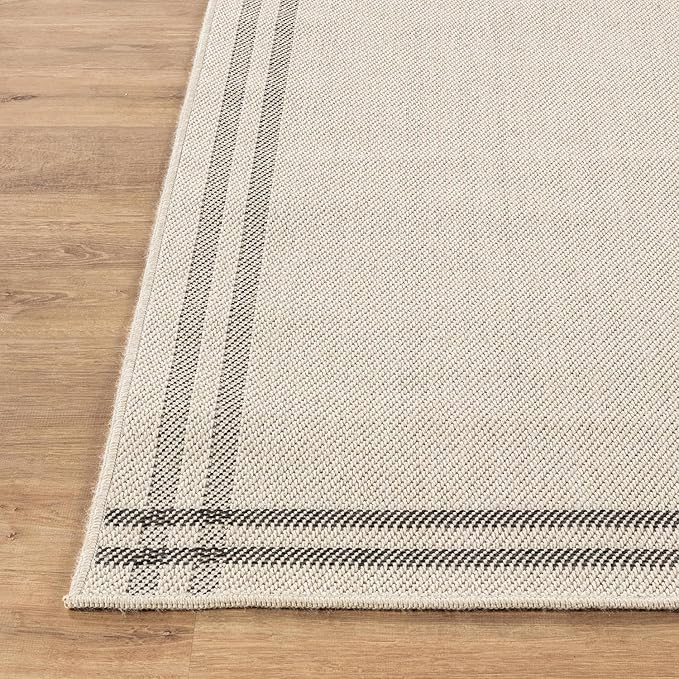 Easy Jute Rugs 8x10 Bordered Bone Color Living Room Indoor Outdoor Area Rug for Patio and Kitchen Rug High Traffic Washable Easy to Clean Solid Boho Woven Design Outside Carpet (8 x 10)