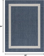 CAMILSON Outdoor Rug 5x7, Modern Outside Rugs for Patios Porches Waterproof Durable Washable Non-Shedding, Easy-to-Clean Indoor Outdoor Area Carpet (5 x 7, Bordered - Blue/White)