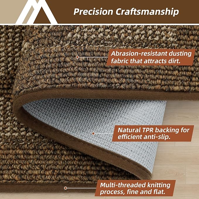 COSY HOMEER Non-Slip Door Mat 32"x48", Entryway Rugs Low Profile Absorbent Dirt Trapper Doormat for Front Entrance, Washable Polypropylene Entry Mat (Brown)