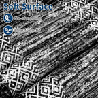 GarveeHome Extra Large Area Rug 10x13 Modern Geometric Rug with Non Slip Rubber Backing, Thin Washable Foldable Carpets, Soft Low Pile Non Shedding Printed Floor Mats for Hotel Office, Black