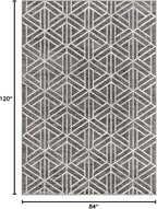 Rugs.com Lattice Trellis Collection Rug – 7' x 10' Gray Low-Pile Rug Perfect for Living Rooms, Large Dining Rooms, Open Floorplans