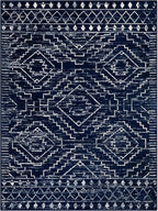 Wonnitar Moroccan Washable 9x12 Rug, Large Blue Rugs for Bedroom, Non-Slip Soft Living Room Area Rug, Boho Non-Shedding Ultra-Thin Floor Carpet for Dining Guest Room Home Office (Blue,9'x12')