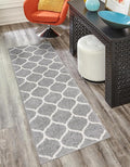 Rugs.com Lattice Frieze Collection Rug – 2' x 6' Runner Light Gray Medium Rug Perfect for Living Rooms, Large Dining Rooms, Open Floorplans