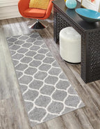 Rugs.com Lattice Frieze Collection Rug – 2' x 6' Runner Light Gray Medium Rug Perfect for Living Rooms, Large Dining Rooms, Open Floorplans