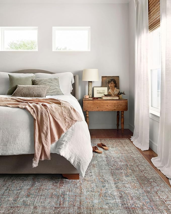 Loloi Chris Loves Julia Jules Collection JUL-05 Lagoon/Brick 5'-0'' x 7'-6'', .13" Pile Height, Area Rug