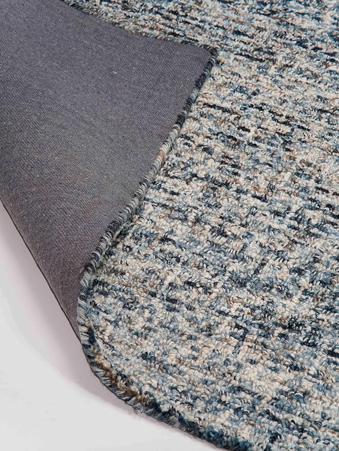 Hand Tufted Wool ECO-Friendly Area Rugs - 8'x10', Rectangle Shape, Dark & Blue, Solid Plain Design, High Pile Thick Handmade Area Rugs for Living Room, Bed Room (KWC111)